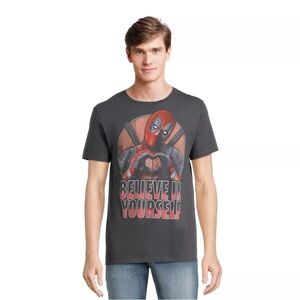 Deadpool Men's Believe in Yourself Graphic Tee, Size XL, Short Sleeve, Gray,